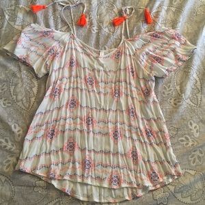 Xhilaration Womens Off The Shoulder Tassle Top